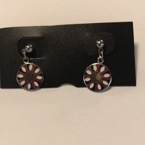 White, Black and Red Earrings
